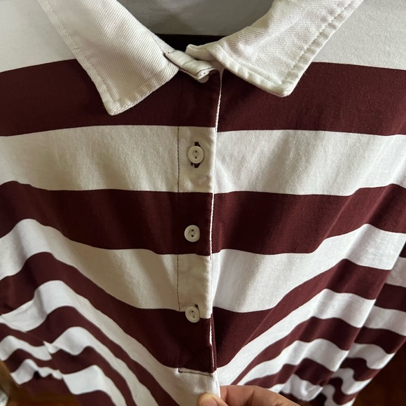 Lovesick Maroon and White Striped Shirt - Picture 2 of 6